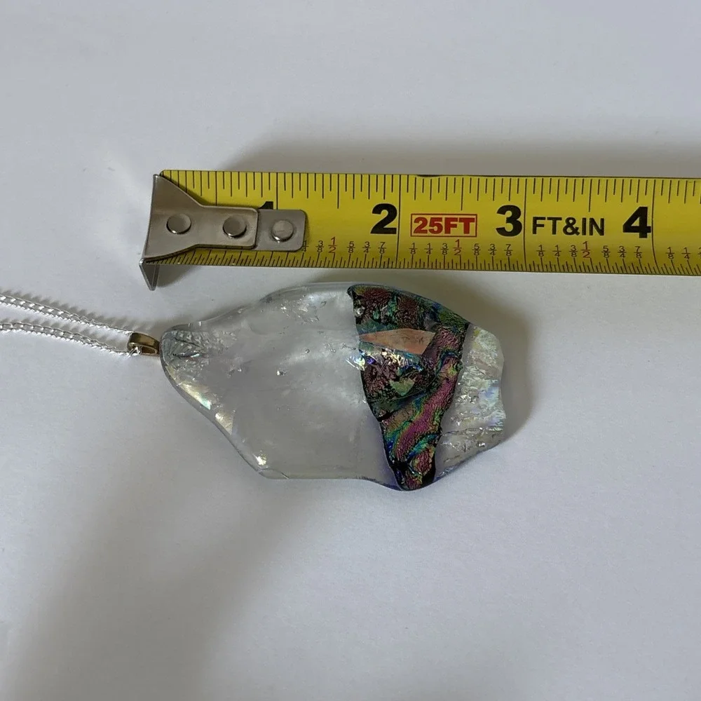 Artisan Dichroic Glass Shimmer Kaleidoscope Pendant Necklace